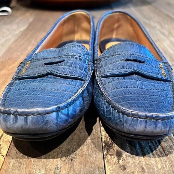 Blue Prada loafers in excellent condition